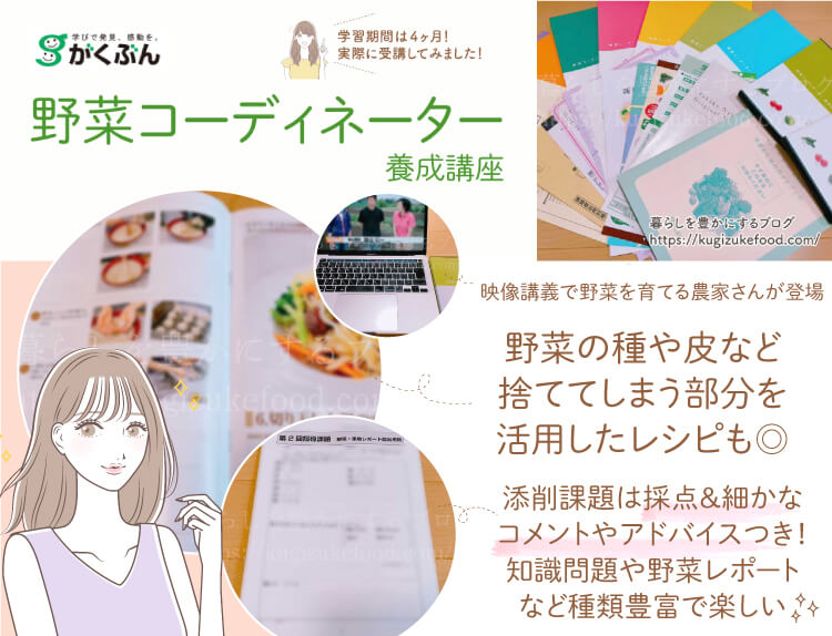 がくぶんの野菜コーディネーター資格講座の口コミとテキスト・教材
