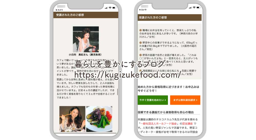 がくぶんの野菜コーディネーター資格講座の口コミ