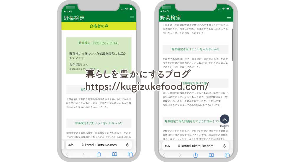 野菜検定試験の口コミ
