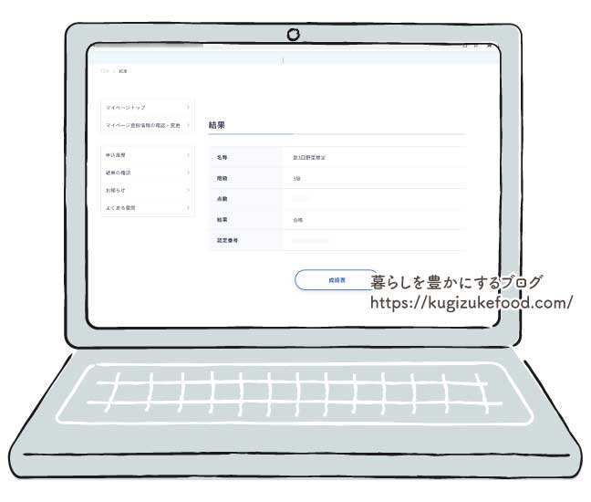 野菜検定試験の合否結果通知